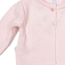 MC7096- Pink: Baby Girls Pink Knitted Cardigan (0-9 Months)